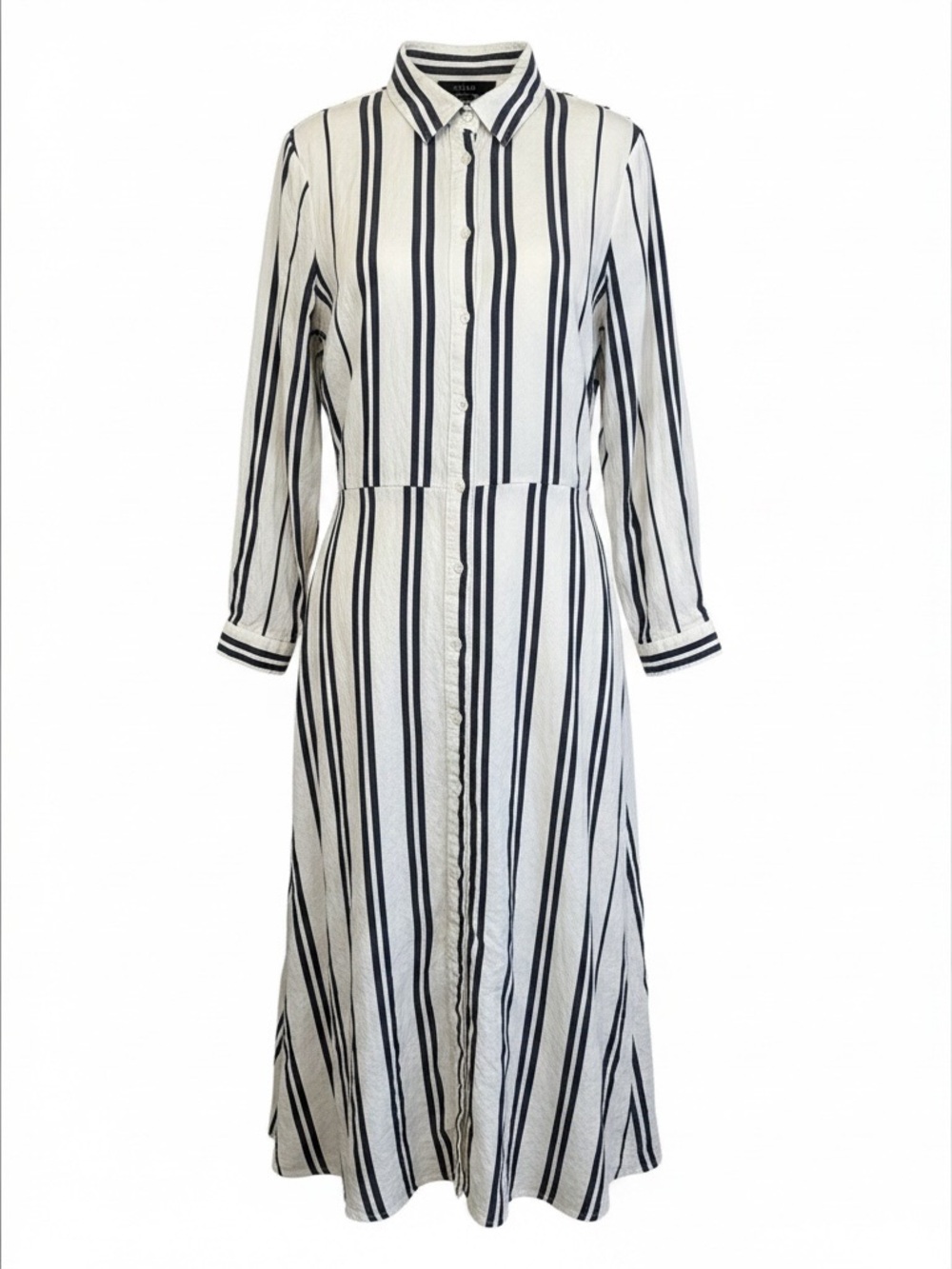 Zara Woman Striped Midi Shirt Dress Size M Button Front Coastal